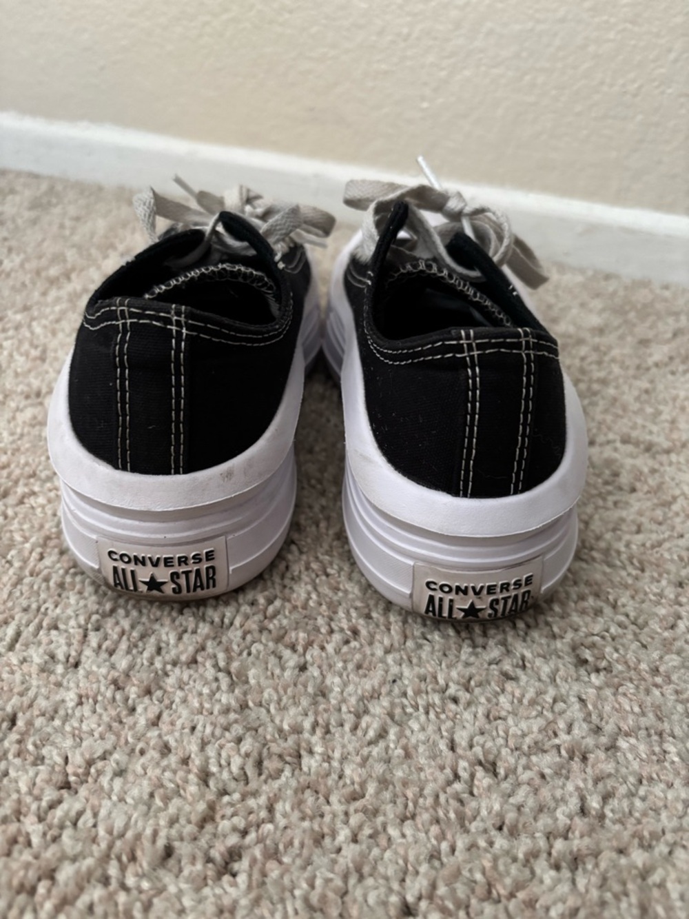 Converse Black and White Platform Low-Top Sneakers - Picture 3 of 4